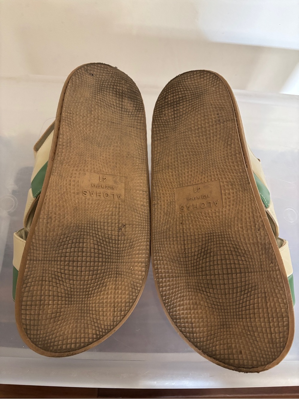 ALOHAS Green & Cream Woven Slingback Sandals - Picture 4 of 5